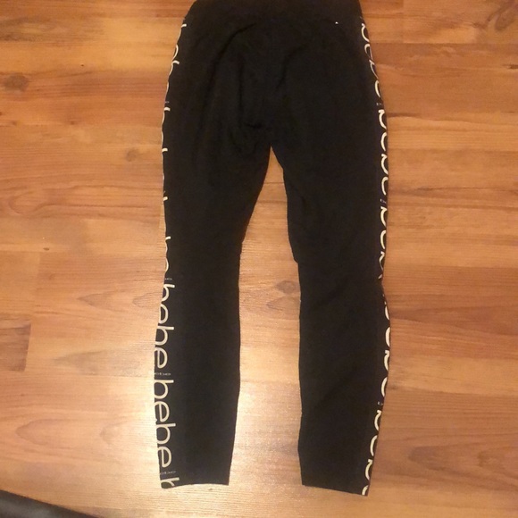 Bebe Leggings Black with Logo Stripe XXS - Picture 3 of 5